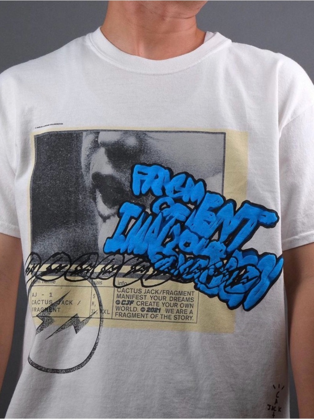 Travis Scott Cactus Jack Fragment Manifest Tee Mens Size Medium White Streetwear